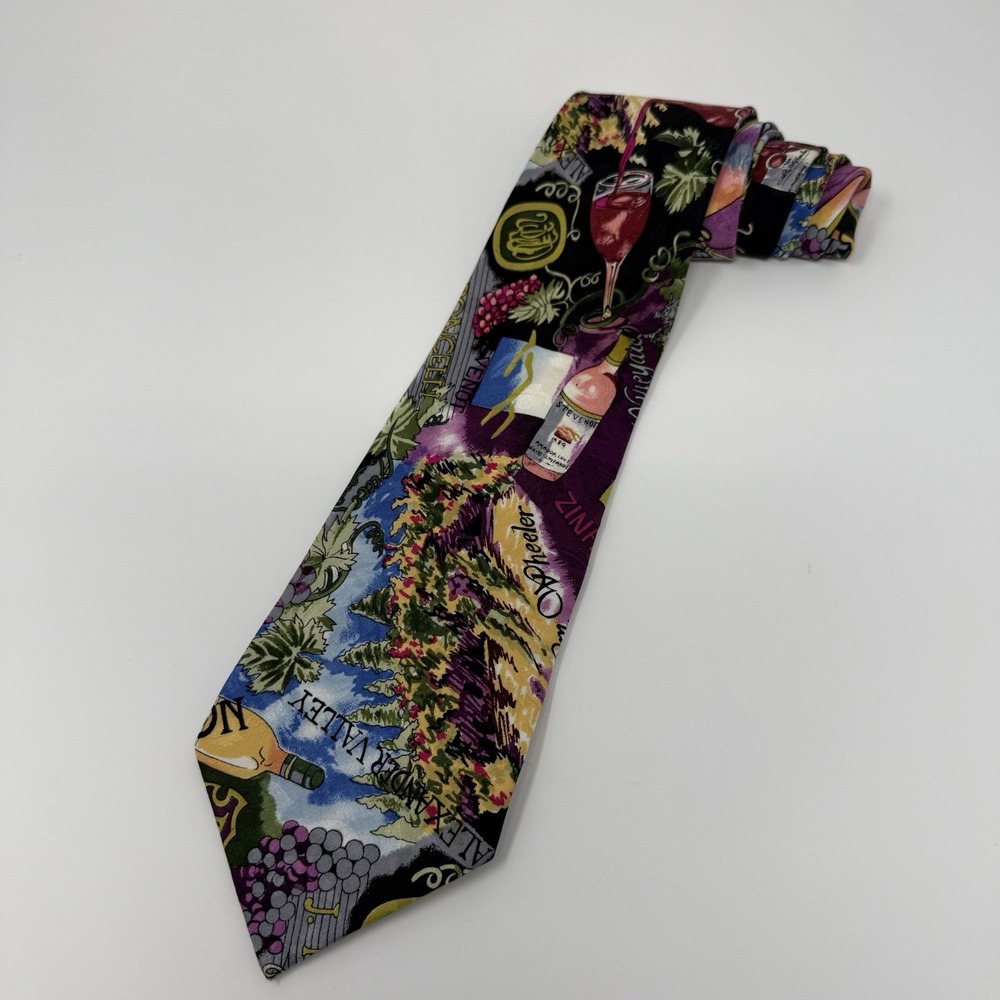 1992 Nicole Miller wine tie 56"x4" 100% Silk Necktie